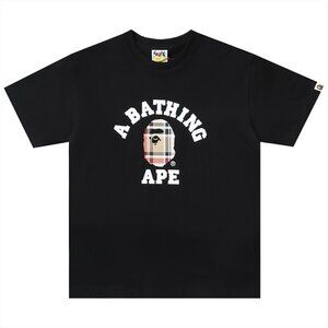BAPE Check College T-Shirt Black Multi Beige | A Bathing Ape